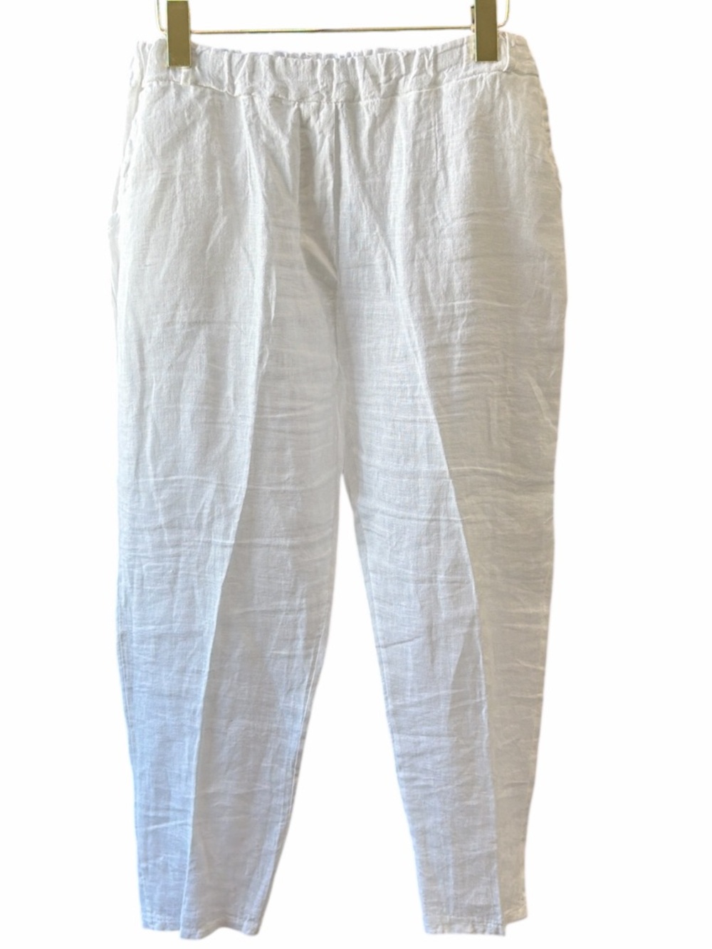 Alexandre Laurent Paris Women ankle White Linen Casual Pants size Medium